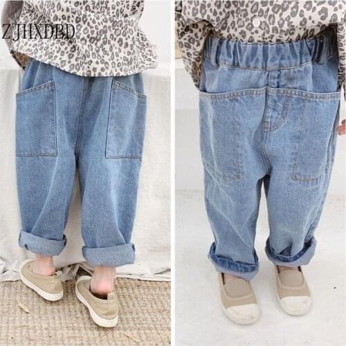 1-6Y Fashion Girls Boys Jeans Pants Trousers Autumn Kids Clothes Casual Baby Pants Toddler Casual Denim Pants Children Clothing