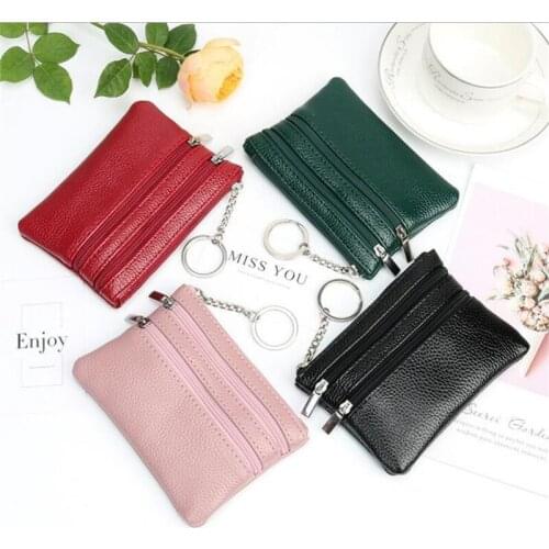 Fashion Leather Women Wallet Clutch Two Zip Female Short Small Coin Purse Brand New Design Soft Mini Card Cash Holder