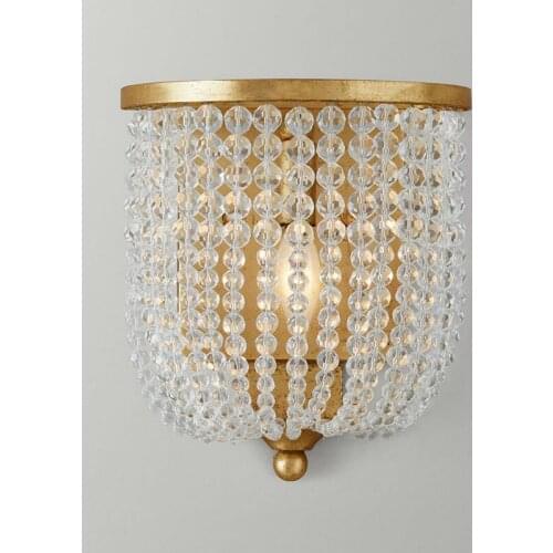 French crystal wall lamp Princess Room, childrens room, gold foil, old lamp, bedroom bedside, Princess wall lamp