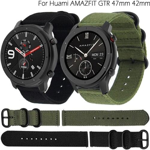 Nylon Wristband For Xiaomi Huami Amazfit GTR 2E/GTR 47MM Smart Watch Band Canvas Quick Release Strap For Amazfit Stratos 3 2 2S