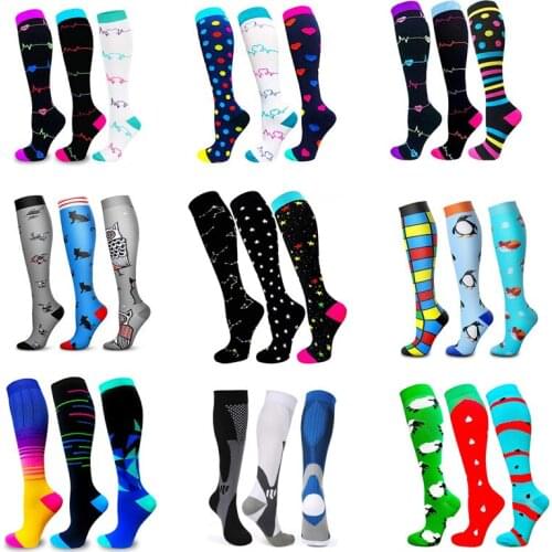 New Compression Socks Varicose Veins Medical For Men & Women Nurse Prints Unisex Outdoor Running Cycling Long Pressure Stockings