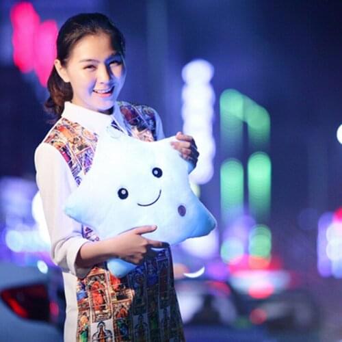 New 35cm Plush cute Glowing Stars doll Led Light toy good quality Cushion Pillow bedroom decoration christmas gift for kid