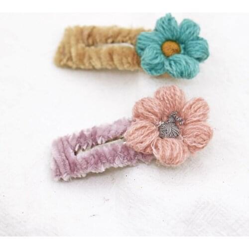 Cute Hair Clip Hairpins For BABY Girl Barrette Handmade Korea Knitting wool Flowers Hairgrips Hair pin Accessories KIDS Headwear