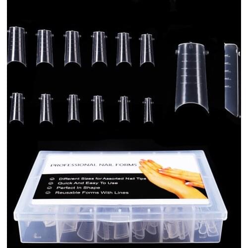 Half cover stiletto Quick Building Dual Extension Forms False Tips Poly Nail Gel System UV Acrylic Coffin Art Top Mold