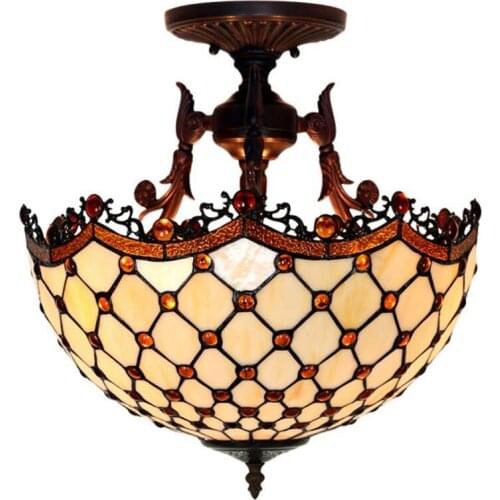 Tiffany Ceiling lamp Handmade Glass Baroque Luxurious Hanging Lamp for Foyer Bed Room Dia 40cm 1120