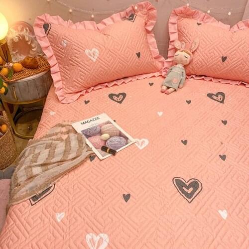 Pure cotton Bed Sheet+2Pcs Pillow Cases antiskid Decor Home Textile Bedding Coverlet Flat thickening Sheet Bed Cover Soft Warm