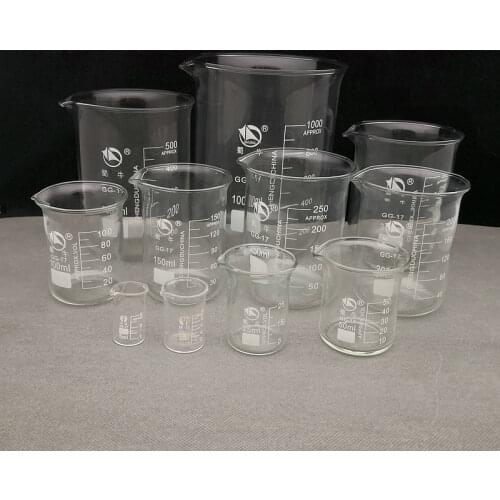 Different Sets Lab Borosilicate Glass Beaker Heat-resist Scaled Measuring Cup of Laboratory Equipment for Sale