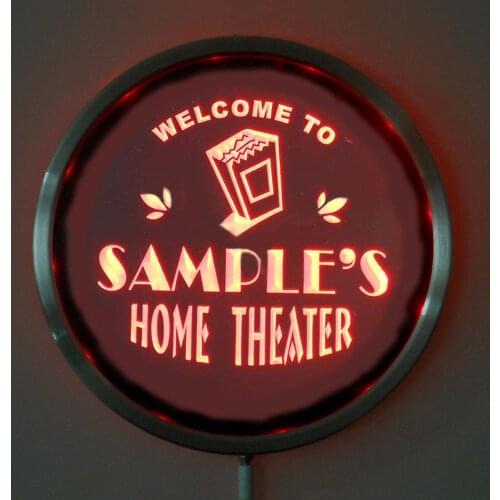 Rs-ph-tm Custom LED Neon Round Signs 25cm/ 10 Inch - Personalized HOME THEATER Sign RGB Multi-Color Remote Wireless Control