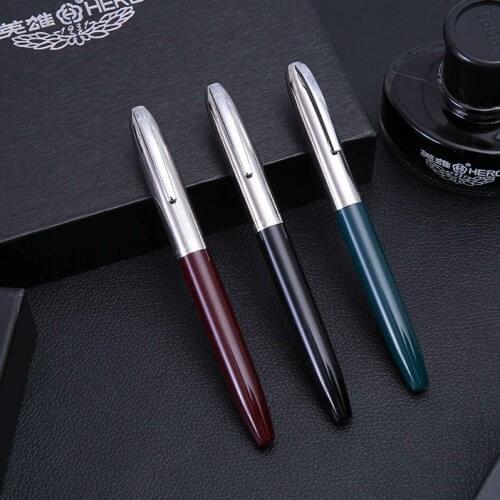 1Pc Hero 565 Big Size Black burgundy Green Fine Hooded Nib Fountain Pen steel Cap Ink Pen Stationery Office school supplies gift