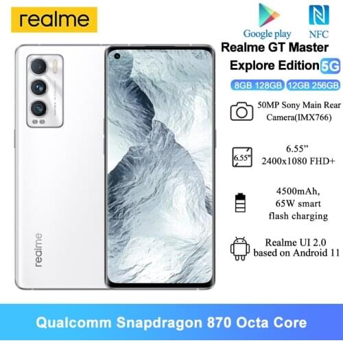 Realme GT Master Explore Edition Android NFC Smartphones 6.55 Inch 50MP 65W smart flash charging Snapdragon 870 5G Cellhones