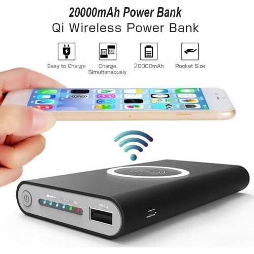 20000mAh Portable External Battery Power Bank Qi Wireless Charger PowerBank For iPhone X 8 Plus Samsung S10 S9 S8 Poverbank