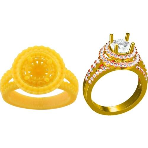 High Wax Contained Casting Resin or Wax with Cushion Cut Stone Engagement Ring for Gold or Silver Making