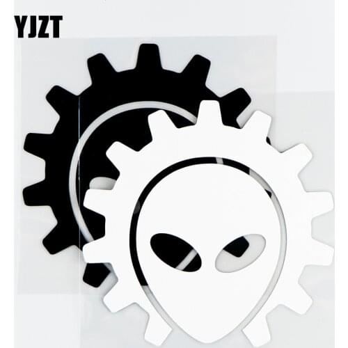 YJZT 13.8×13.4CM Alien Exploration Funny Alien Car Stickers Vinyl Decals Cool Black / Silver 10A-0580