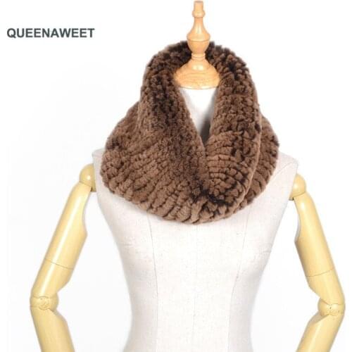 016 Women Real Rex Rabbit Fur Scarf Real Rex Rabbit Fur Headband Russia Winter 100% Rex Rabbit Fur Ring Scarves