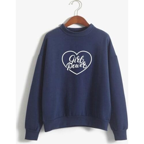 GIRL POWER HEART Female O-neck Sweatshirt Women Long Sleeve Hoodies Sweatshirt Print Sweatshirt Autumn Casual sweatshirtGIRL POW