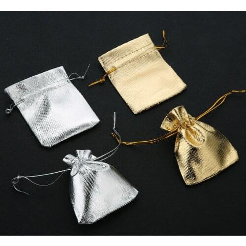 10pcs/lot Gold Silver Adjustable Jewelry Packing 7x9cm 9x12cm 10x15cm 13x18cm Drawable Organza Pouch Christmas Wedding Gif