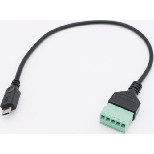 10pcs Micro USB 5 Pin 2.0 Male to 5 Pin Screw Connector with Shield Solderless Terminal Plug Adapter Cable Cord 30cm/1ft