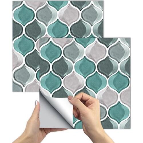 10Pcs Tile Sticker Self-adhesive 3D Texture Effect PVC Wear-resistant Oil-proof Waterproof Durable Home Decorative Wall Decal