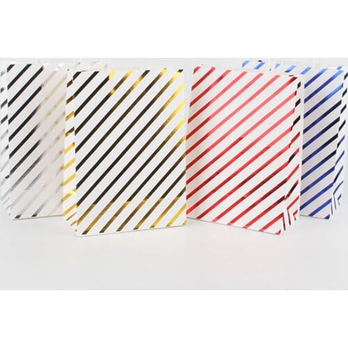 12PCS Food Bag Favor Bag Treat Bag Paper Gift Bag Creative Multiuse Stripe Gift Tote Bag Kraft Gift Bag