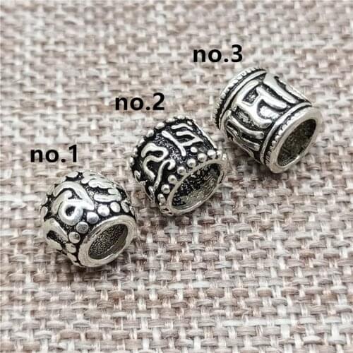 925 Sterling Silver Om mani padme hum Beads Buddhism Spacers for Bracelet Necklace