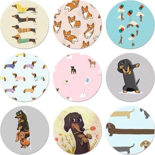58mm Cute cartoon Dachshund dog Icons Pins Badge Decoration Brooches Metal Badges For Backpack Decoration