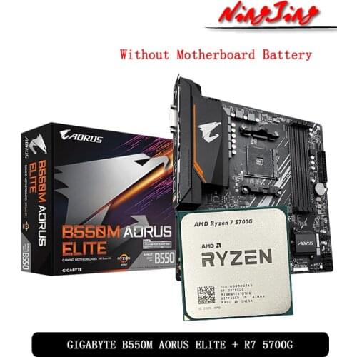 AMD Ryzen 7 5700G R7 5700G CPU + GA B550M AORUS ELITE (rev. 1.0) Motherboard Suit Socket AM4 All new but without cooler