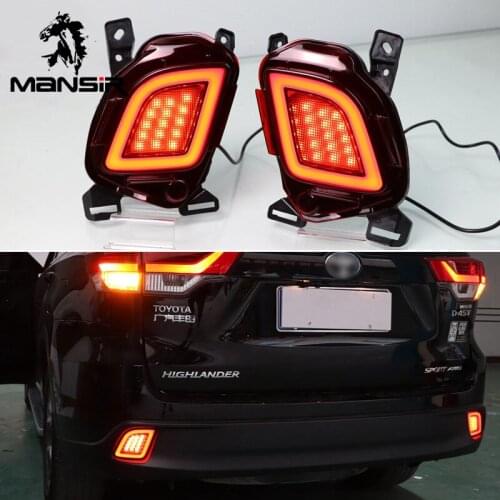 Car LED Rear bumper lights Assembly Rear Fog Lamp Auto Brake Reflector For Toyota Highlander 2015 2016 2017 2018 Taillights