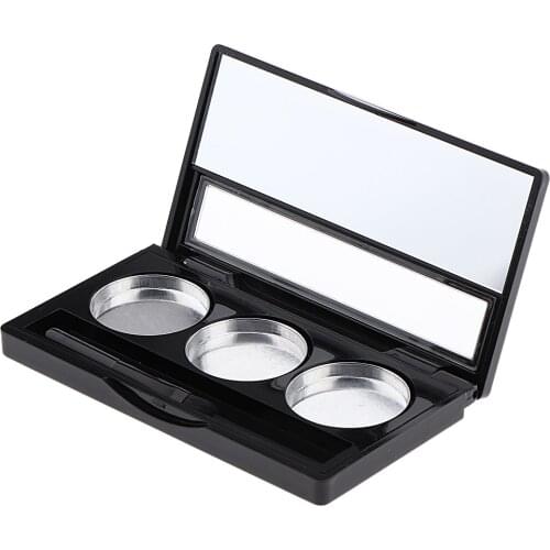 Black Square Cosmetic 3 Slots Empty Palette Eyeshadow Powder Blush Lipstick