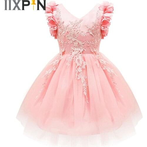 Kids Dresses for Girl Lace Embroidery Flower Girls Dress Childrens Pageant Dress Wedding Party Princess Cosplay Costume