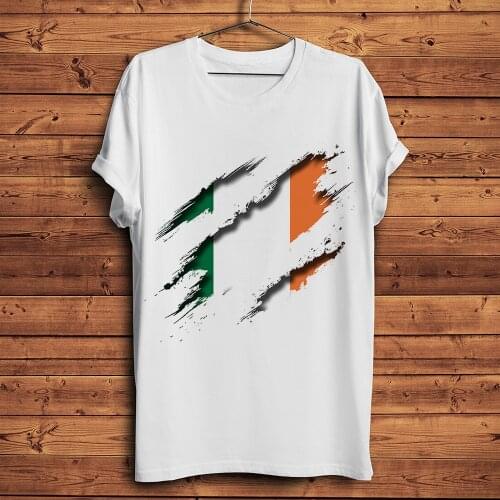 3d vision Ireland Flag inside tearing tshirt men summer new white short sleeve homme casual t shirt unisex streetwear tee