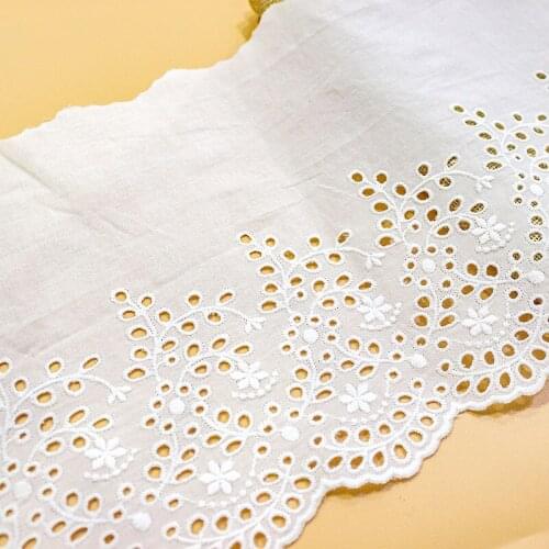 Exquisite Off White Cotton Embroidery Lace Openwork Cloth DIY Dress Accessories Curtains Width 20cm VQX230606