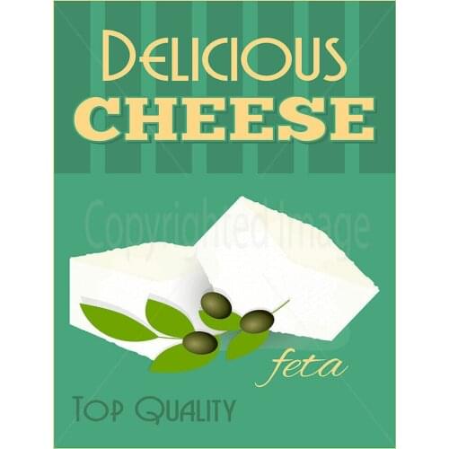 DELICIOUS CHEESE FETA METAL TIN SIGN POSTER WALL PLAQUE