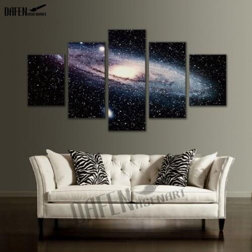 5 Panel Wall Art Canvas Print Amazing Outer Space Earth Landscape Painting For Living Room Framed Picture Ready To Hang