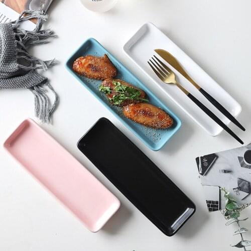 Ceramic long plate household Nordic food plate Western food plate rectangular sushi plate snack plate tableware dinner plates
