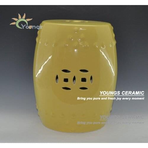 Jingdezhen Ceramic Porcelain Round Yellow Colour Ottomans