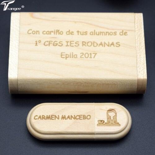 Maple USB Flash Drive with Box wedding Gift (5PCS Free Logo) 8GB 16GB 32GB 64GB USB 2.0 Flash Stick Pen Drive Wood Pendrive