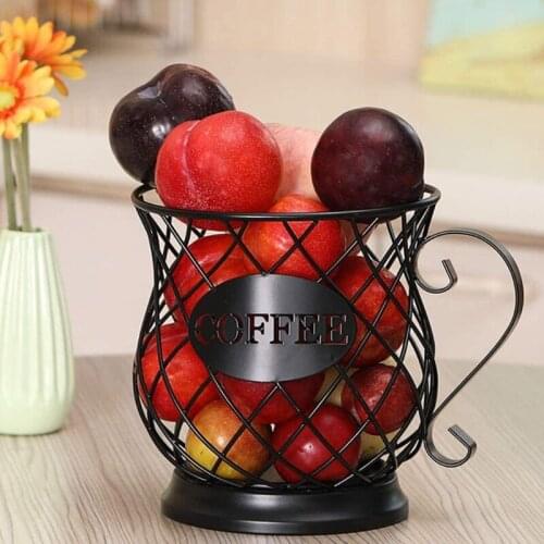Coffee Capsule Cup Woven Iron Wire Hollow Storage Fruit Vegetable Basket Elegant Picnic Tray Drying Food Dustpan