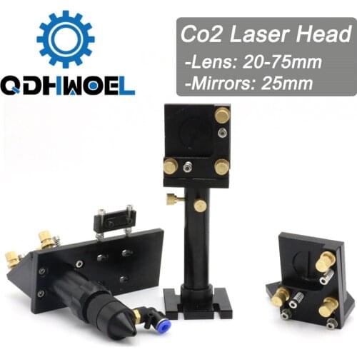 CO2 Laser Head Integrative Mirror Mounts Set for Laser Focal Lens 20mm-75mm&Reflective 25mm