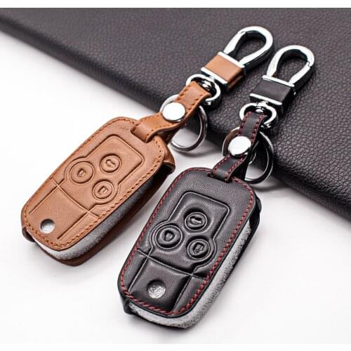 Leather Key Fob Case Cover Protect Skin Cover For Honda Accord Civic Pilot CRV For Acura Spiral 3 Buttons Flip Remote Keyless
