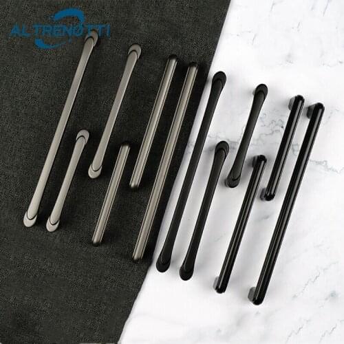 Zinc Alloy Furniture Handle Gold Black Gray Simple Wardrobe Drawer Knob Modern Kitchen Cupboard Cabinet Room Door Pull Hardware