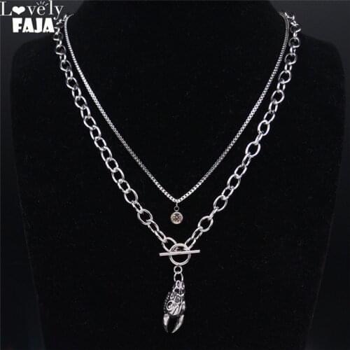 Punk Sheep Head Layered Necklace Women/Men Silver Color Stainless Steel Skull Necklace Jewelry kettingen voor vrouwen N20374