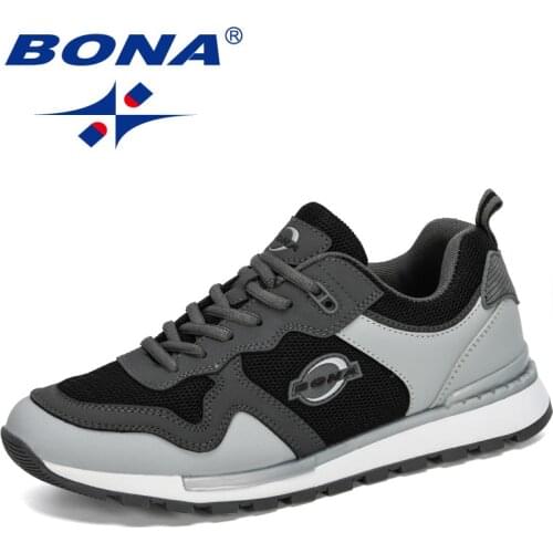 BONA 2020 New Designers Action Leather Running Shoes Men Outdoor Trainer Jogging Shoes Sports Shoes Chaussure Homme Comfortable