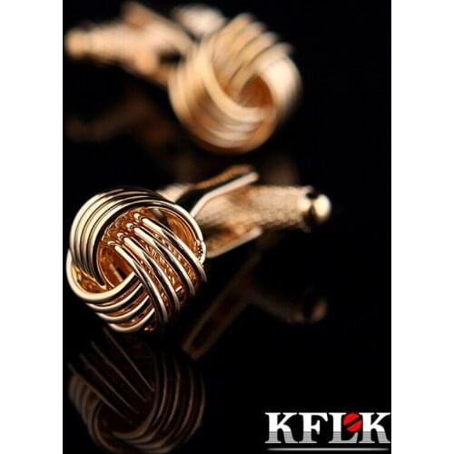 KFLK shirt cufflinks for mens Brand cuff button Gold-color cuff links High Quality Twist male gemelos abotoaduras guests