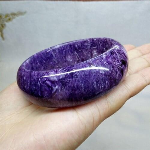 Genuine Natural Purple Charoite Crystal Woman Lady Charm Bangle AAAA Inner Diameter 60mm