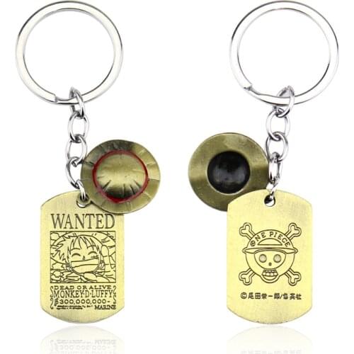 ONE PIECE Wanted Poster Key Chain Luffy Hat Rudder Key Rings For Gift Chaveiro Car Keychain Jewelry Anime Key Holder Souvenir
