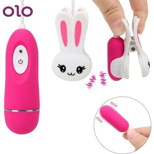 OLO 10 Speeds Vibrator Nipple Clip Clamps Breast Massage Clitoris Clip Clitoral Stimulation G spot Sex Toys for Women Cute