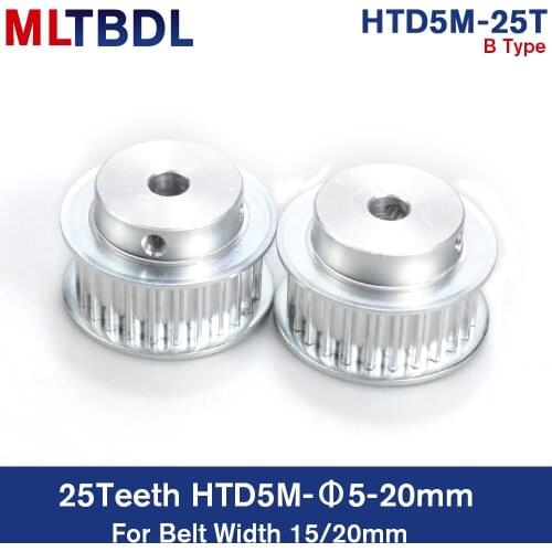 25 Teeth HTD 5M Synchronous Pulley Bore 5/6/6.35/8/10/12/12.7/14/15/16/17/18/19/20mm for Width 15/20mm BF aluminum alloy 5M 25T