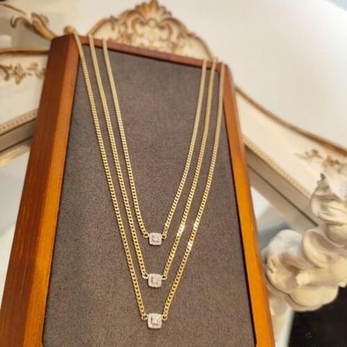 YUNLI Real 18K Gold Diamond Pendant Necklace Pure AU750 Chain and Natural Diamond Luxury Vintage Style for Women Fine Jewelry Gi