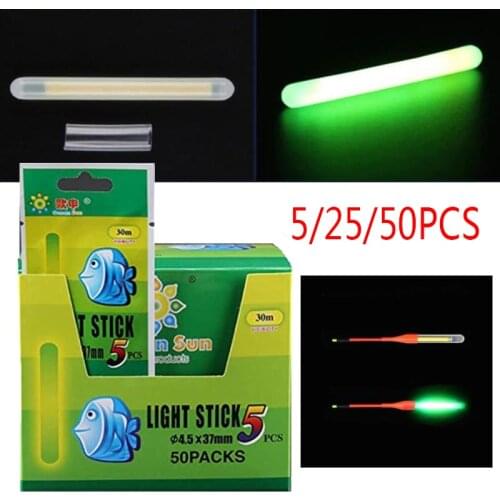 5/25/50 Pcs Fishing Float Light Stick Fireflies Fluorescent Lightstick Night Float Rod Light Dark Glow Stick Fishing Tackle Tool
