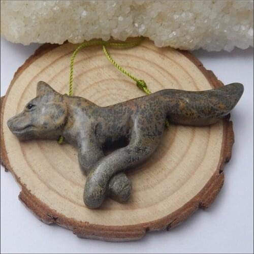 Special sales!!Handmade Running Wolf Pendant Natural Stone Chohua Jasper Carved Animal Fashion Men Necklace Fine Jewelry Making